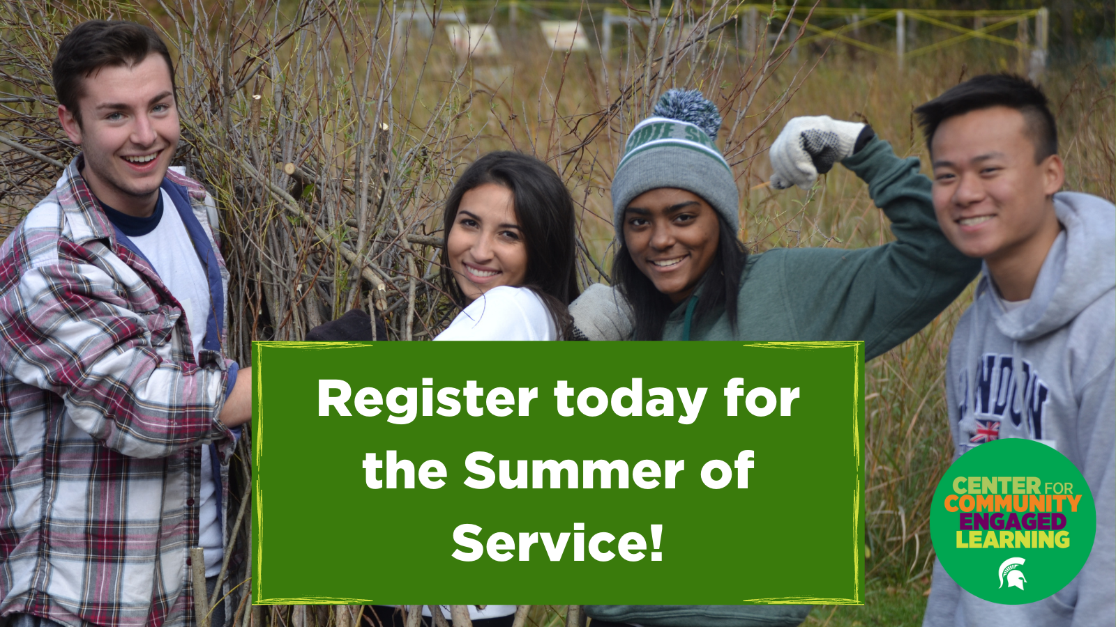 Register for the 2022 Summer of Service (image of students volunteering)
